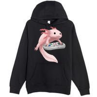 Axolotl Fish Playing Video Game Axolotl Lizard Gamers Premium Pullover Hoodie