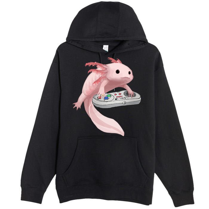 Axolotl Fish Playing Video Game Axolotl Lizard Gamers Premium Pullover Hoodie
