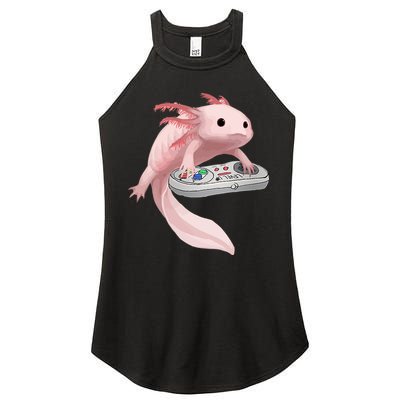 Axolotl Fish Playing Video Game Axolotl Lizard Gamers Women's Perfect Tri Rocker Tank