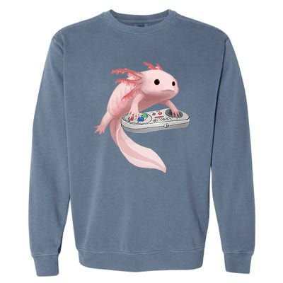 Axolotl Fish Playing Video Game Axolotl Lizard Gamers Garment-Dyed Sweatshirt