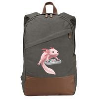 Axolotl Fish Playing Video Game Axolotl Lizard Gamers Cotton Canvas Backpack
