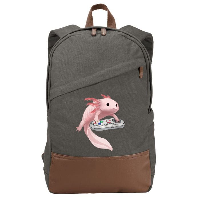 Axolotl Fish Playing Video Game Axolotl Lizard Gamers Cotton Canvas Backpack