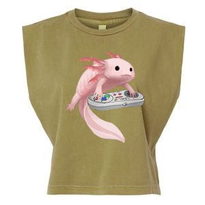 Axolotl Fish Playing Video Game Axolotl Lizard Gamers Garment-Dyed Women's Muscle Tee