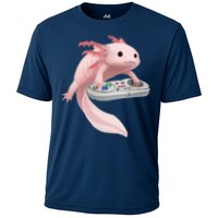 Axolotl Fish Playing Video Game Axolotl Lizard Gamers Performance Shirt