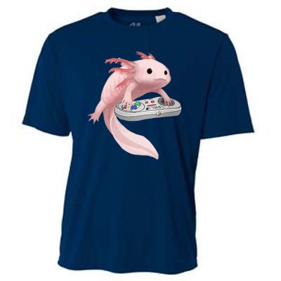 Axolotl Fish Playing Video Game Axolotl Lizard Gamers Cooling Performance Crew T-Shirt