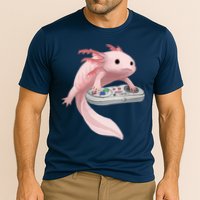 Axolotl Fish Playing Video Game Axolotl Lizard Gamers Performance Shirt