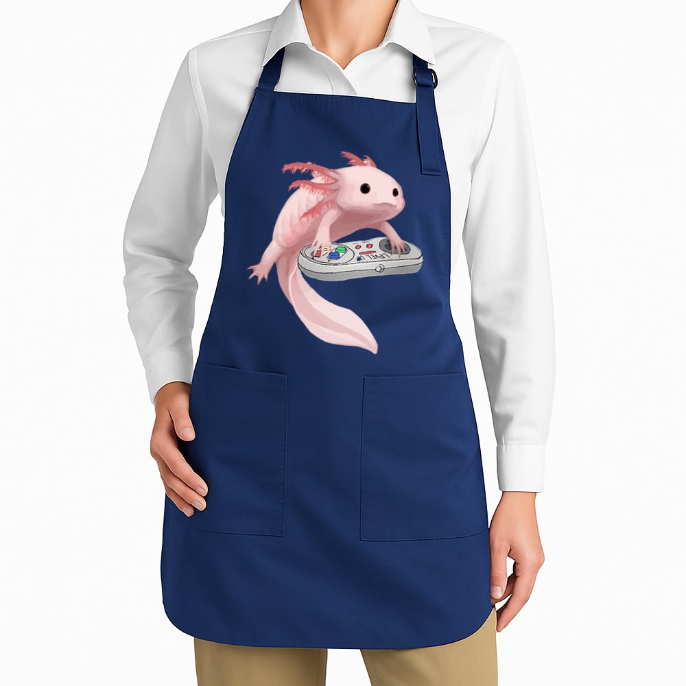 Axolotl Fish Playing Video Game Axolotl Lizard Gamers Apron