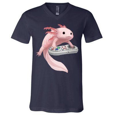 Axolotl Fish Playing Video Game Axolotl Lizard Gamers V-Neck T-Shirt