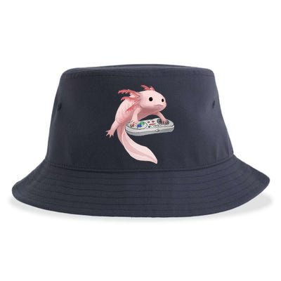 Axolotl Fish Playing Video Game Axolotl Lizard Gamers Sustainable Bucket Hat