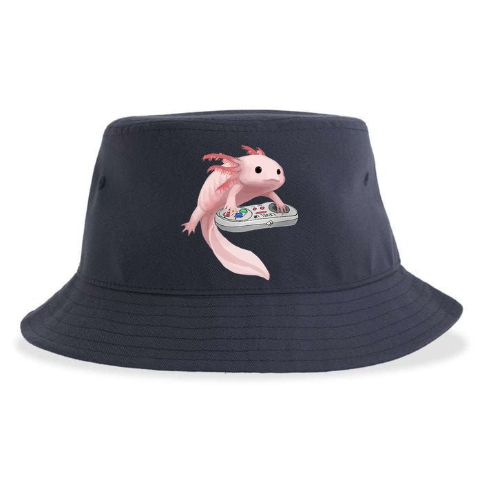 Axolotl Fish Playing Video Game Axolotl Lizard Gamers Sustainable Bucket Hat