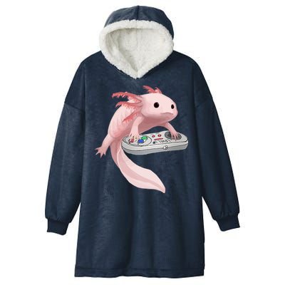 Axolotl Fish Playing Video Game Axolotl Lizard Gamers Hooded Wearable Blanket