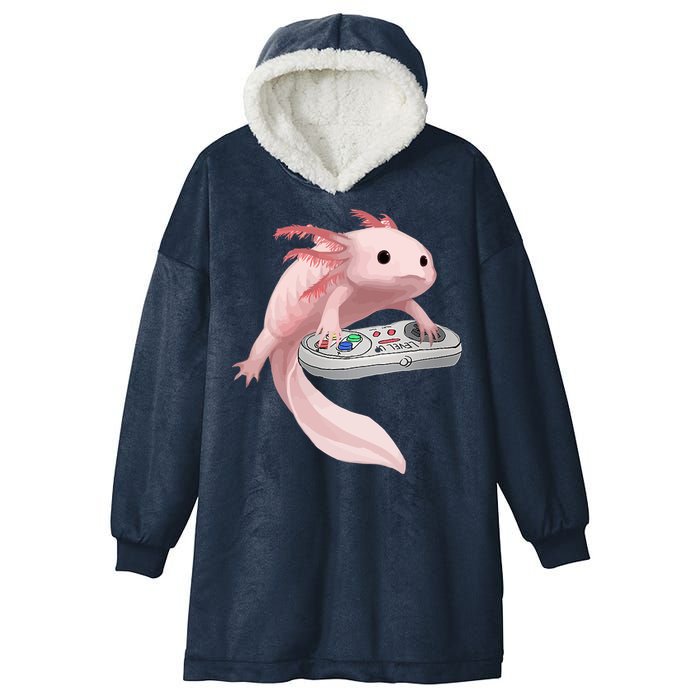 Axolotl Fish Playing Video Game Axolotl Lizard Gamers Hooded Wearable Blanket