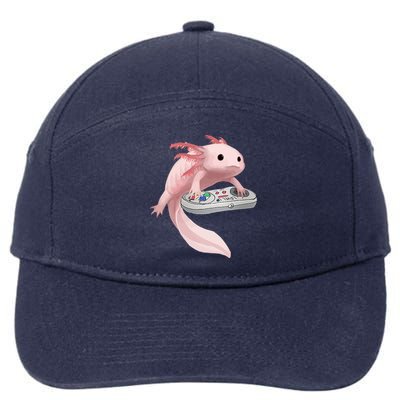 Axolotl Fish Playing Video Game Axolotl Lizard Gamers 7-Panel Snapback Hat