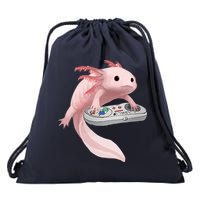 Axolotl Fish Playing Video Game Axolotl Lizard Gamers Drawstring Bag