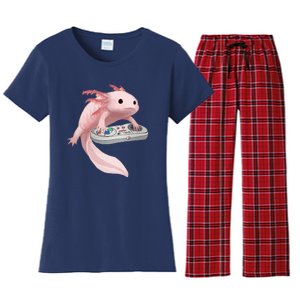 Axolotl Fish Playing Video Game Axolotl Lizard Gamers Women's Flannel Pajama Set