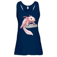 Axolotl Fish Playing Video Game Axolotl Lizard Gamers Ladies Essential Flowy Tank