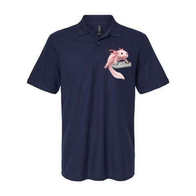 Axolotl Fish Playing Video Game Axolotl Lizard Gamers Softstyle Adult Sport Polo