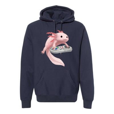 Axolotl Fish Playing Video Game Axolotl Lizard Gamers Premium Hoodie