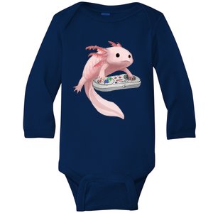 Axolotl Fish Playing Video Game Axolotl Lizard Gamers Baby Long Sleeve Bodysuit