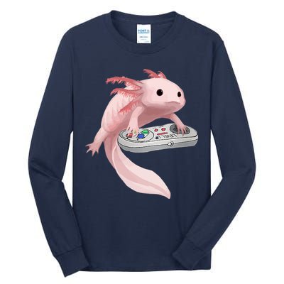 Axolotl Fish Playing Video Game Axolotl Lizard Gamers Tall Long Sleeve T-Shirt