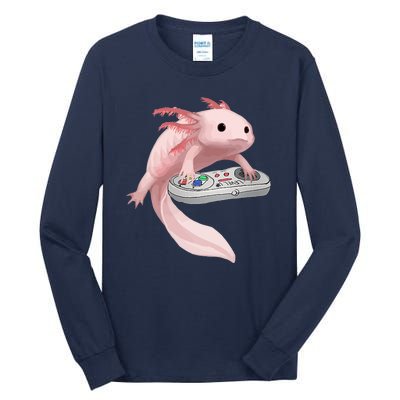 Axolotl Fish Playing Video Game Axolotl Lizard Gamers Tall Long Sleeve T-Shirt