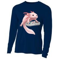 Axolotl Fish Playing Video Game Axolotl Lizard Gamers Cooling Performance Long Sleeve Crew