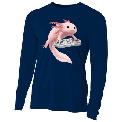 Axolotl Fish Playing Video Game Axolotl Lizard Gamers Cooling Performance Long Sleeve Crew