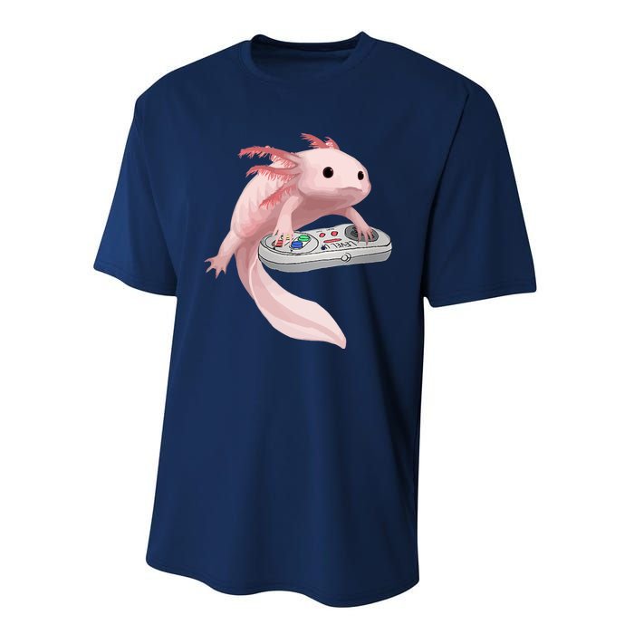 Axolotl Fish Playing Video Game Axolotl Lizard Gamers Performance Sprint T-Shirt