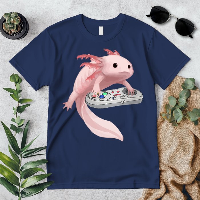 Axolotl Fish Playing Video Game Axolotl Lizard Gamers Premium T-Shirt