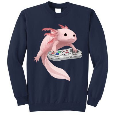 Axolotl Fish Playing Video Game Axolotl Lizard Gamers Tall Sweatshirt
