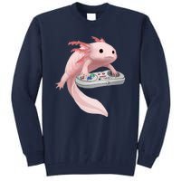 Axolotl Fish Playing Video Game Axolotl Lizard Gamers Tall Sweatshirt