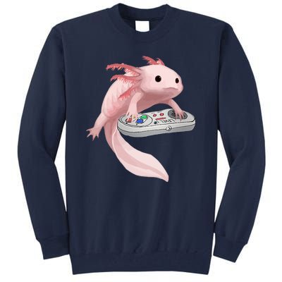 Axolotl Fish Playing Video Game Axolotl Lizard Gamers Tall Sweatshirt