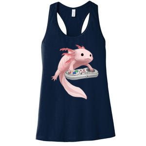 Axolotl Fish Playing Video Game Axolotl Lizard Gamers Women's Racerback Tank