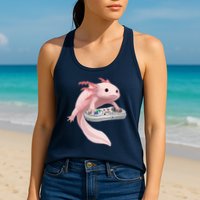 Axolotl Fish Playing Video Game Axolotl Lizard Gamers Womens Tank Top