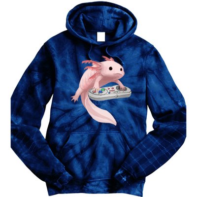 Axolotl Fish Playing Video Game Axolotl Lizard Gamers Tie Dye Hoodie