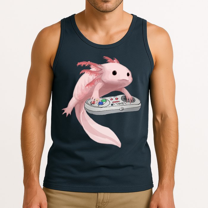 Axolotl Fish Playing Video Game Axolotl Lizard Gamers Tank Top