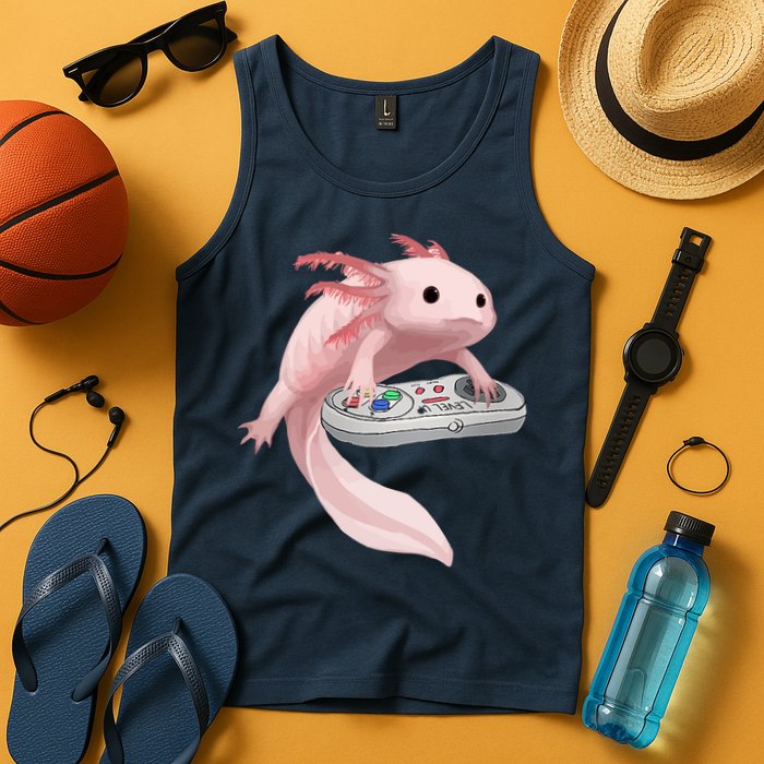Axolotl Fish Playing Video Game Axolotl Lizard Gamers Tank Top