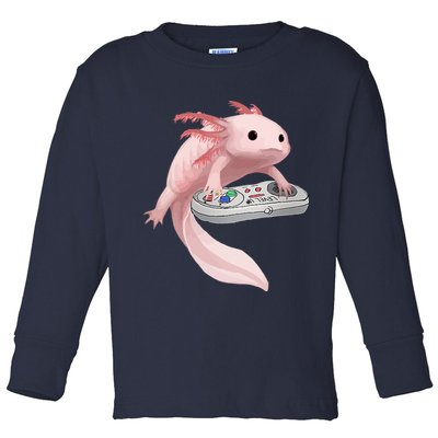 Axolotl Fish Playing Video Game Axolotl Lizard Gamers Toddler Long Sleeve Shirt