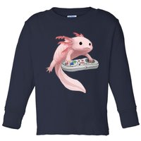 Axolotl Fish Playing Video Game Axolotl Lizard Gamers Toddler Long Sleeve Shirt