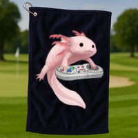 Axolotl Fish Playing Video Game Axolotl Lizard Gamers Golf Towel