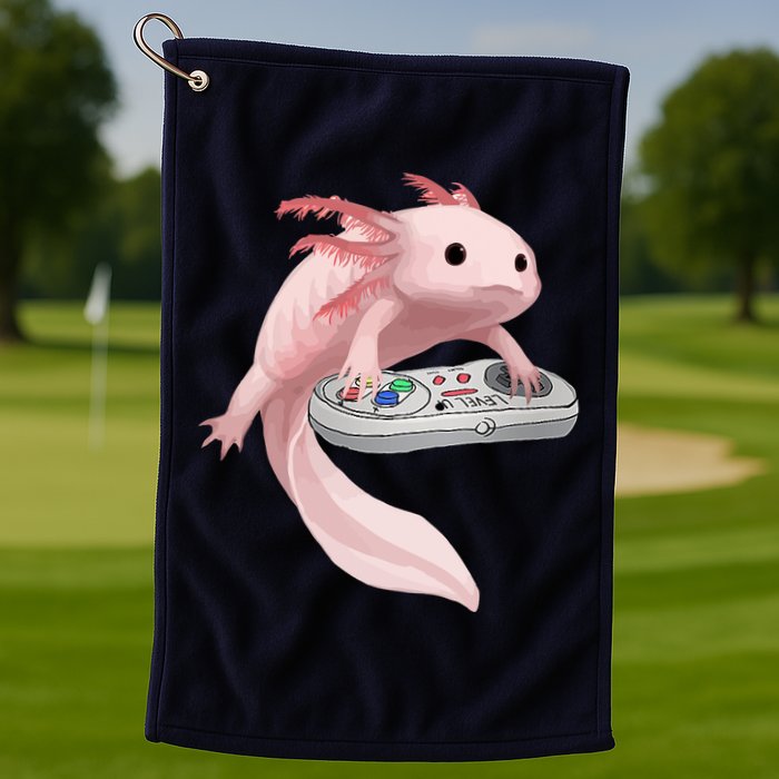 Axolotl Fish Playing Video Game Axolotl Lizard Gamers Golf Towel