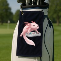 Axolotl Fish Playing Video Game Axolotl Lizard Gamers Golf Towel