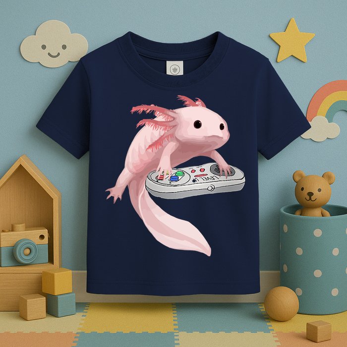 Axolotl Fish Playing Video Game Axolotl Lizard Gamers Toddler T-Shirt