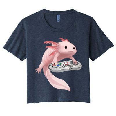 Axolotl Fish Playing Video Game Axolotl Lizard Gamers Crop Top
