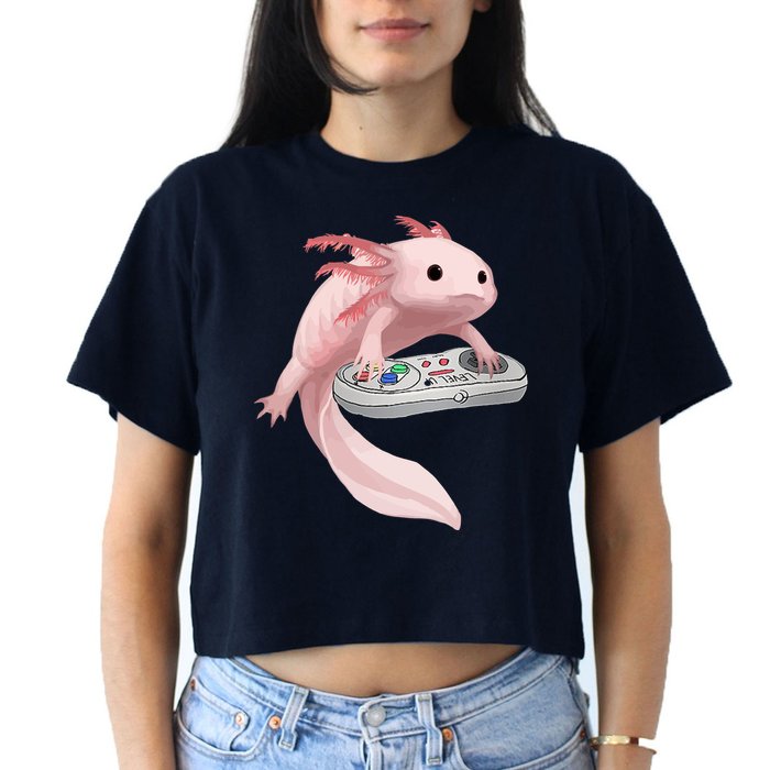 Axolotl Fish Playing Video Game Axolotl Lizard Gamers Crop Top