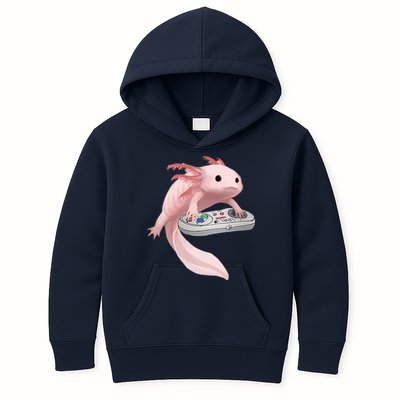Axolotl Fish Playing Video Game Axolotl Lizard Gamers Kids Hoodie