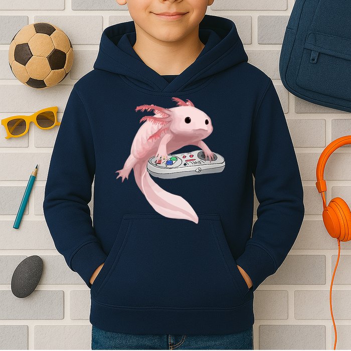 Axolotl Fish Playing Video Game Axolotl Lizard Gamers Kids Hoodie