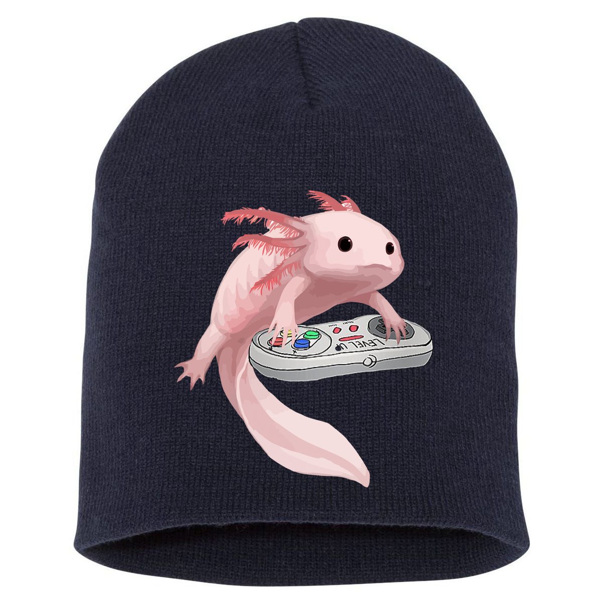 Axolotl Fish Playing Video Game Axolotl Lizard Gamers Short Acrylic Beanie
