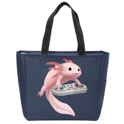Axolotl Fish Playing Video Game Axolotl Lizard Gamers Zip Tote Bag