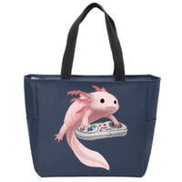 Axolotl Fish Playing Video Game Axolotl Lizard Gamers Zip Tote Bag